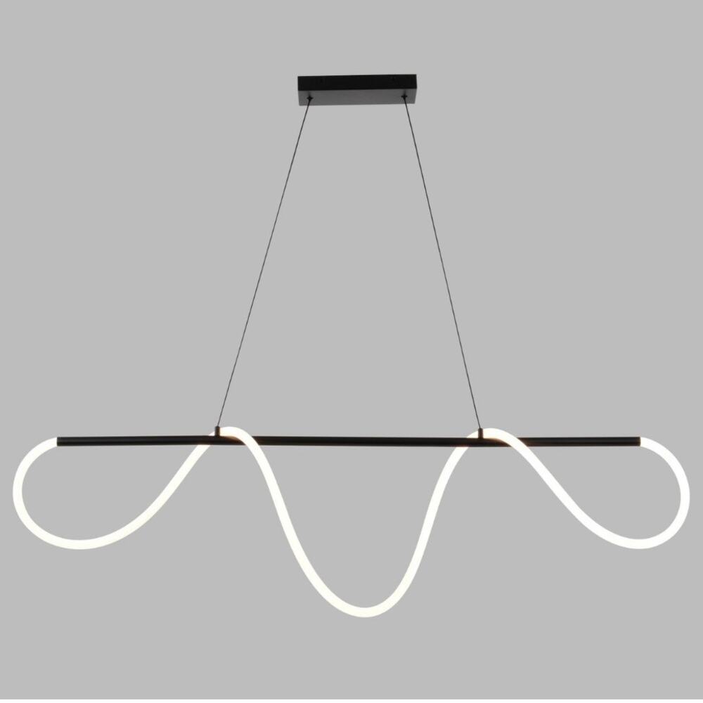 NIB BOWMAN LED Matte Black Contemporary Chandelier Island Pendant Light Fixture
